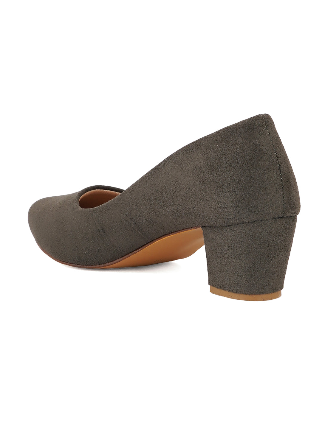 Style Shoes Pointed Toe Suede Block Heels Bellies for Women and Girls