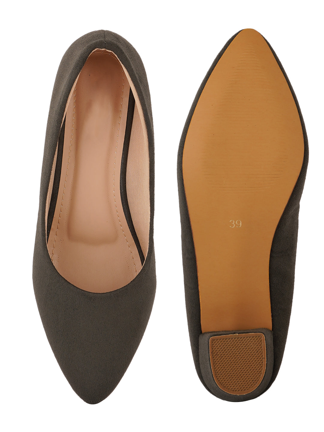 Style Shoes Pointed Toe Suede Block Heels Bellies for Women and Girls