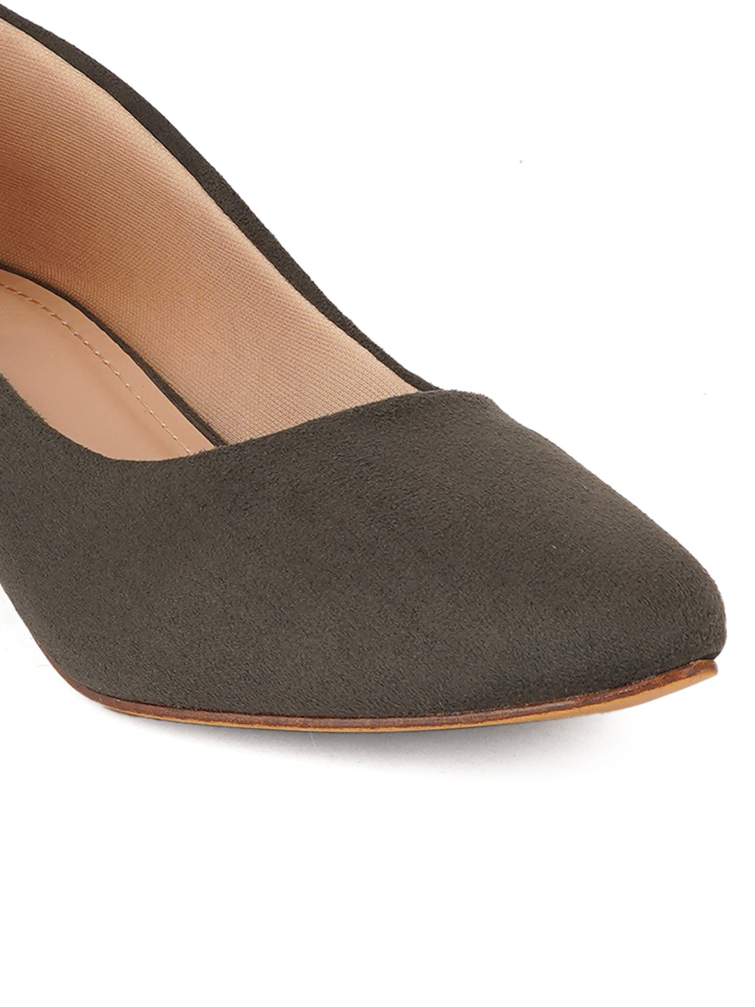 Style Shoes Pointed Toe Suede Block Heels Bellies for Women and Girls