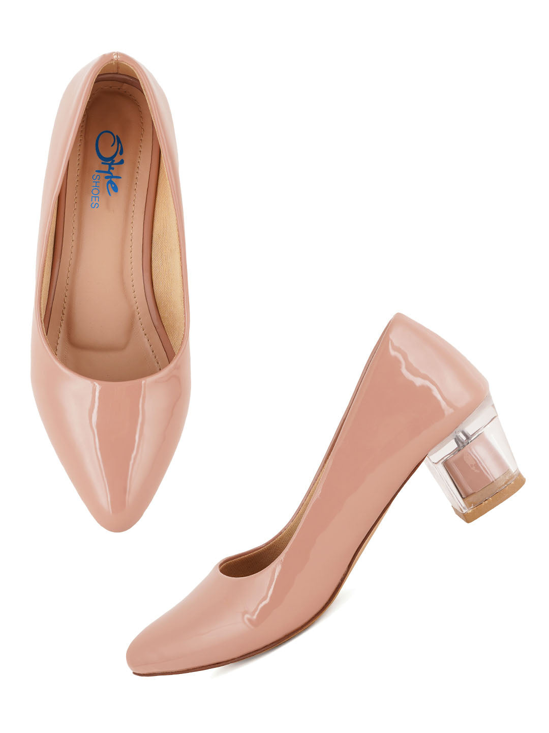 Style Shoes Peach Block Heel Pumps Bellies for Women and Girls