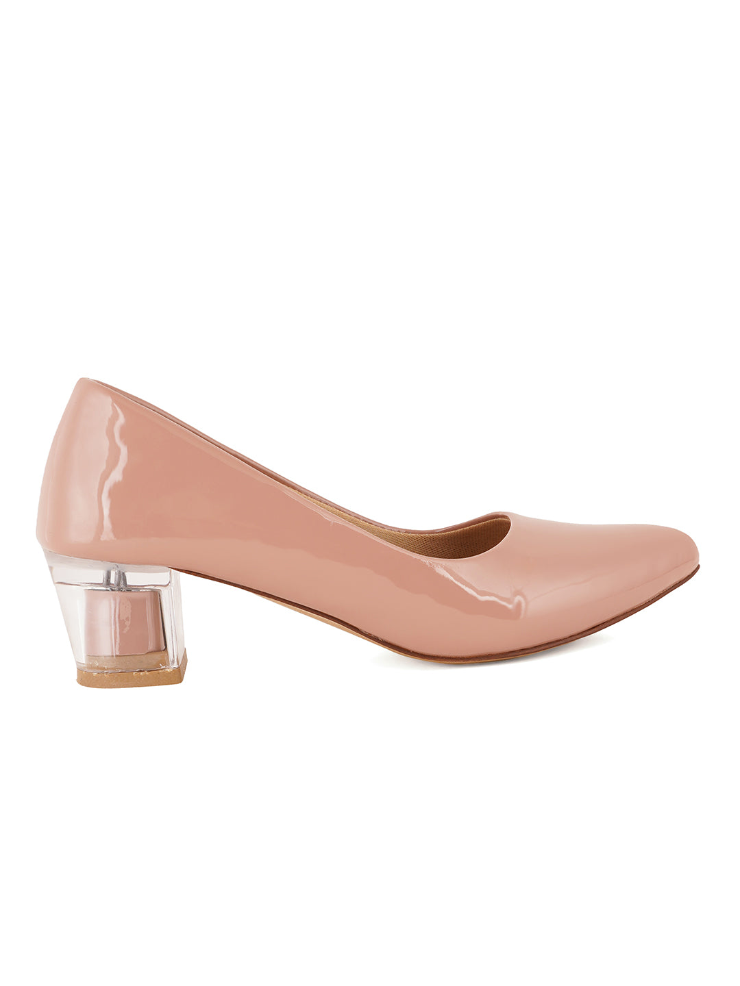 Style Shoes Peach Block Heel Pumps Bellies for Women and Girls