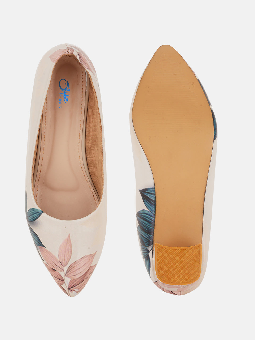 Style Shoes Pink Floral Printed Block Heel Pumps Bellies for Women and Girls