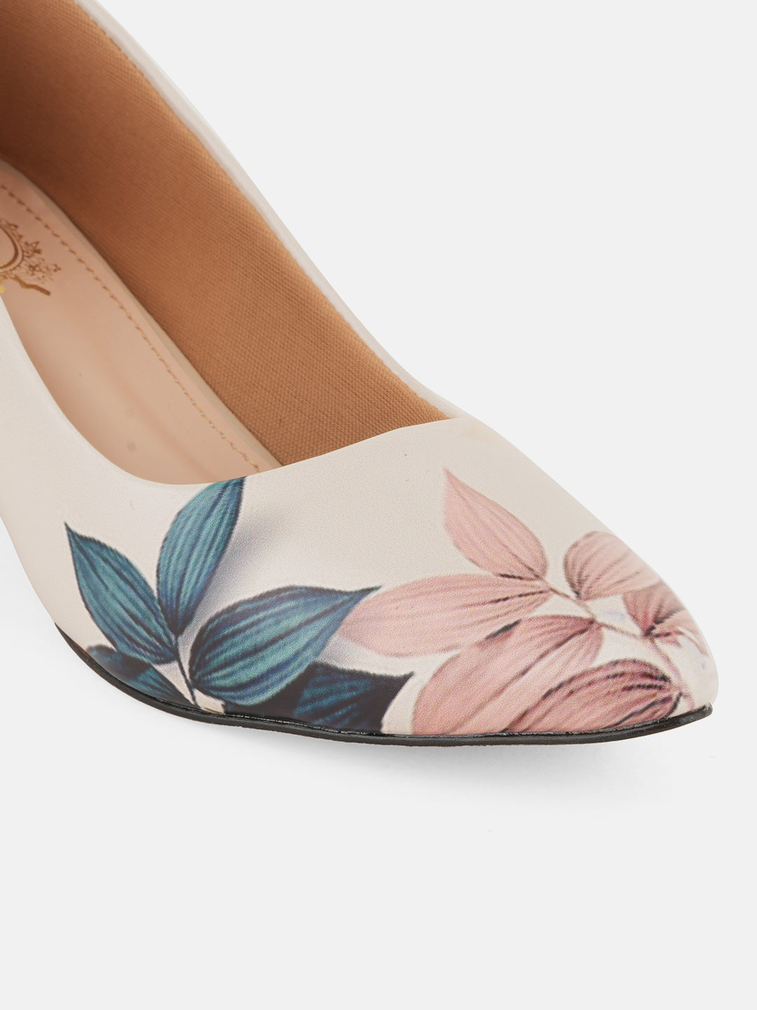 Style Shoes Pink Floral Printed Block Heel Pumps Bellies for Women and Girls