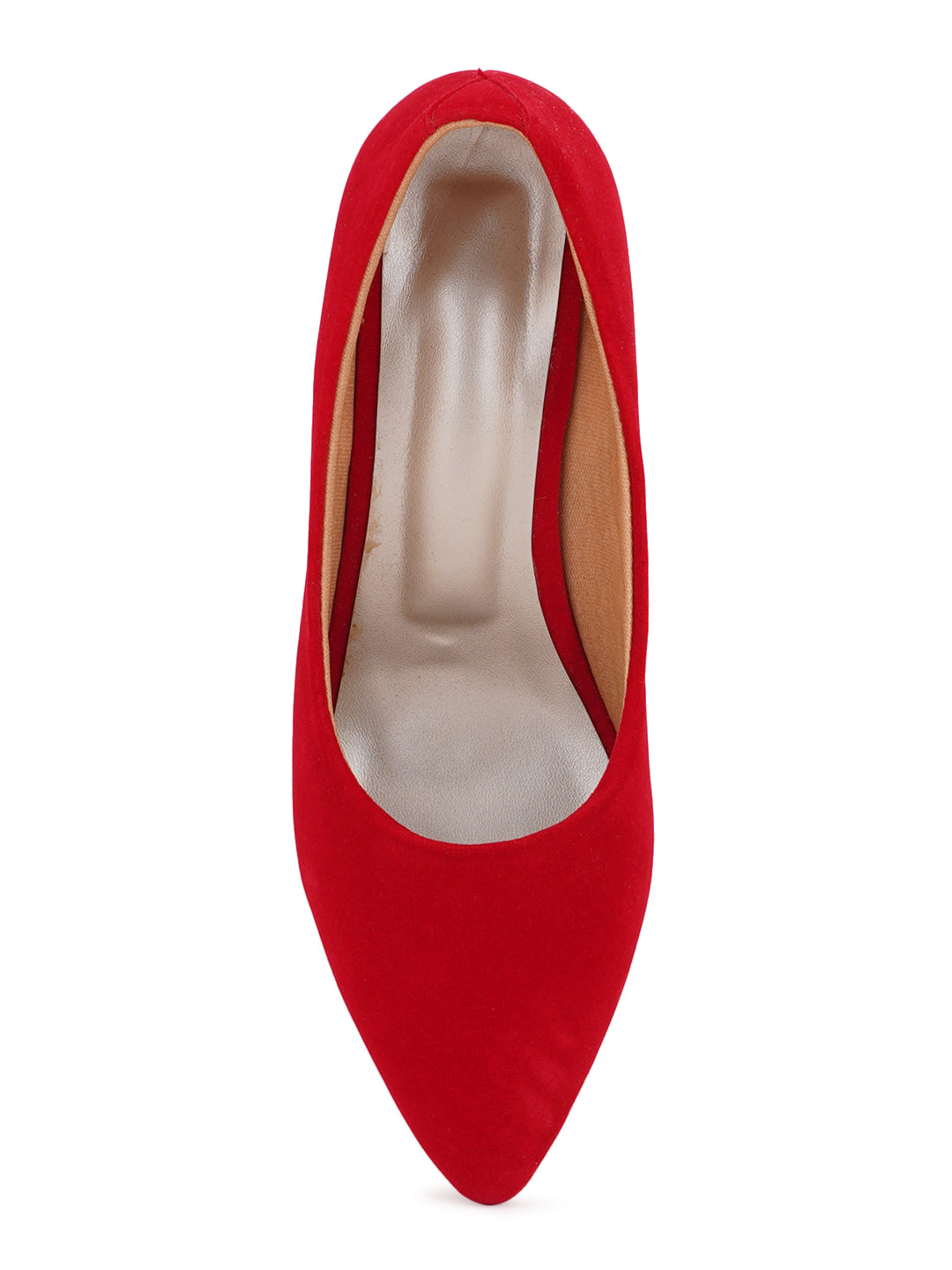 Style Shoes Red Pointed Toe Suede Block Heels Bellies for Women and Girls