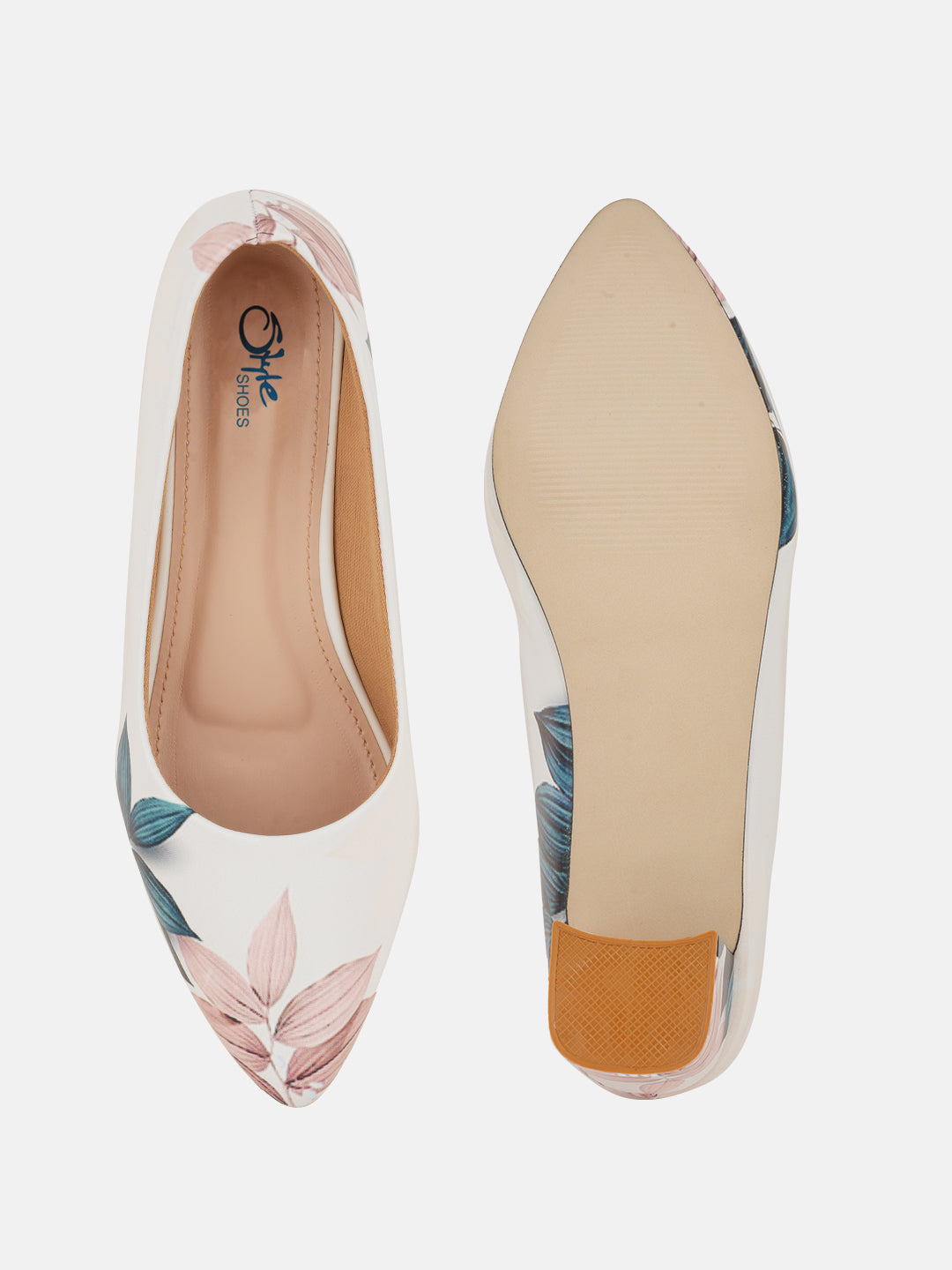 Style Shoes White Floral Printed Block Heel Pumps Bellies for Women and Girls