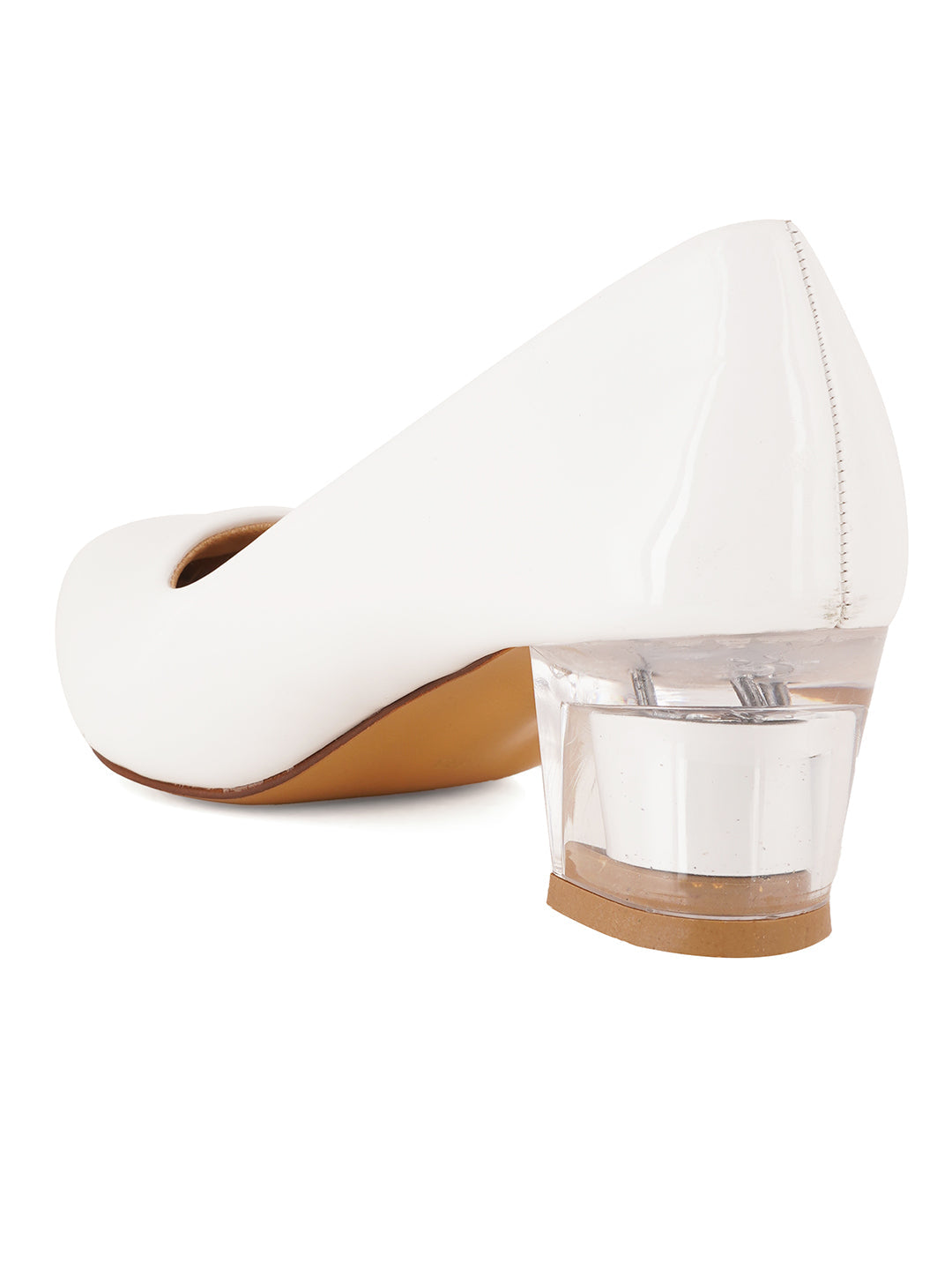 Style Shoes White Block Heel Pumps Bellies for Women and Girls