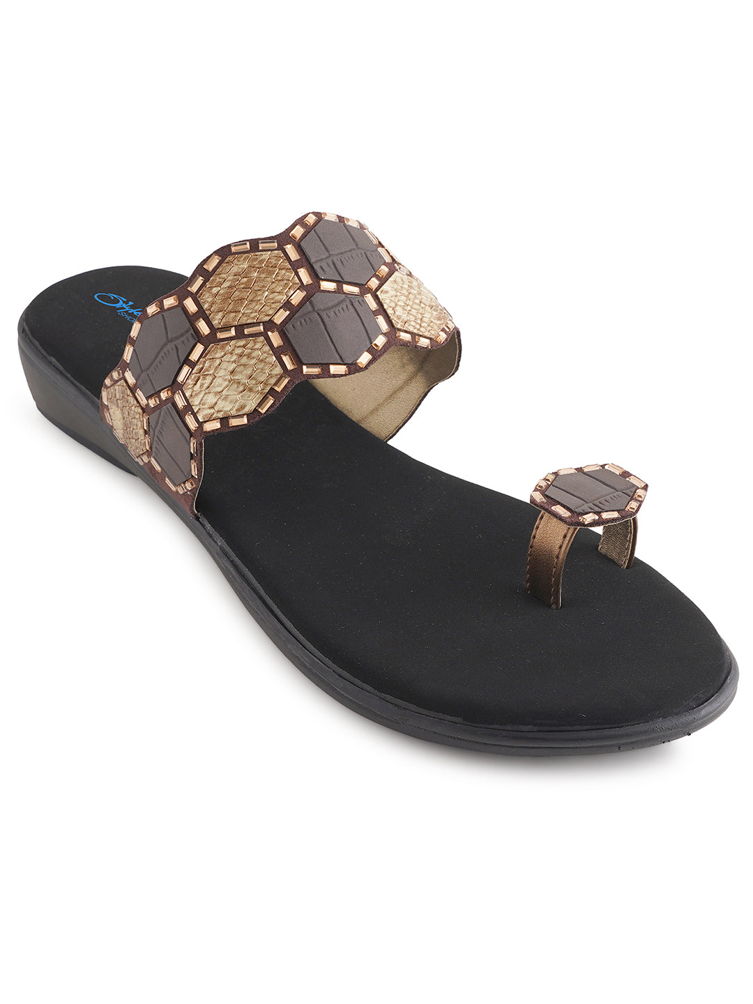 Style Shoes Copper Textured One Toe Flats For Women and Girls