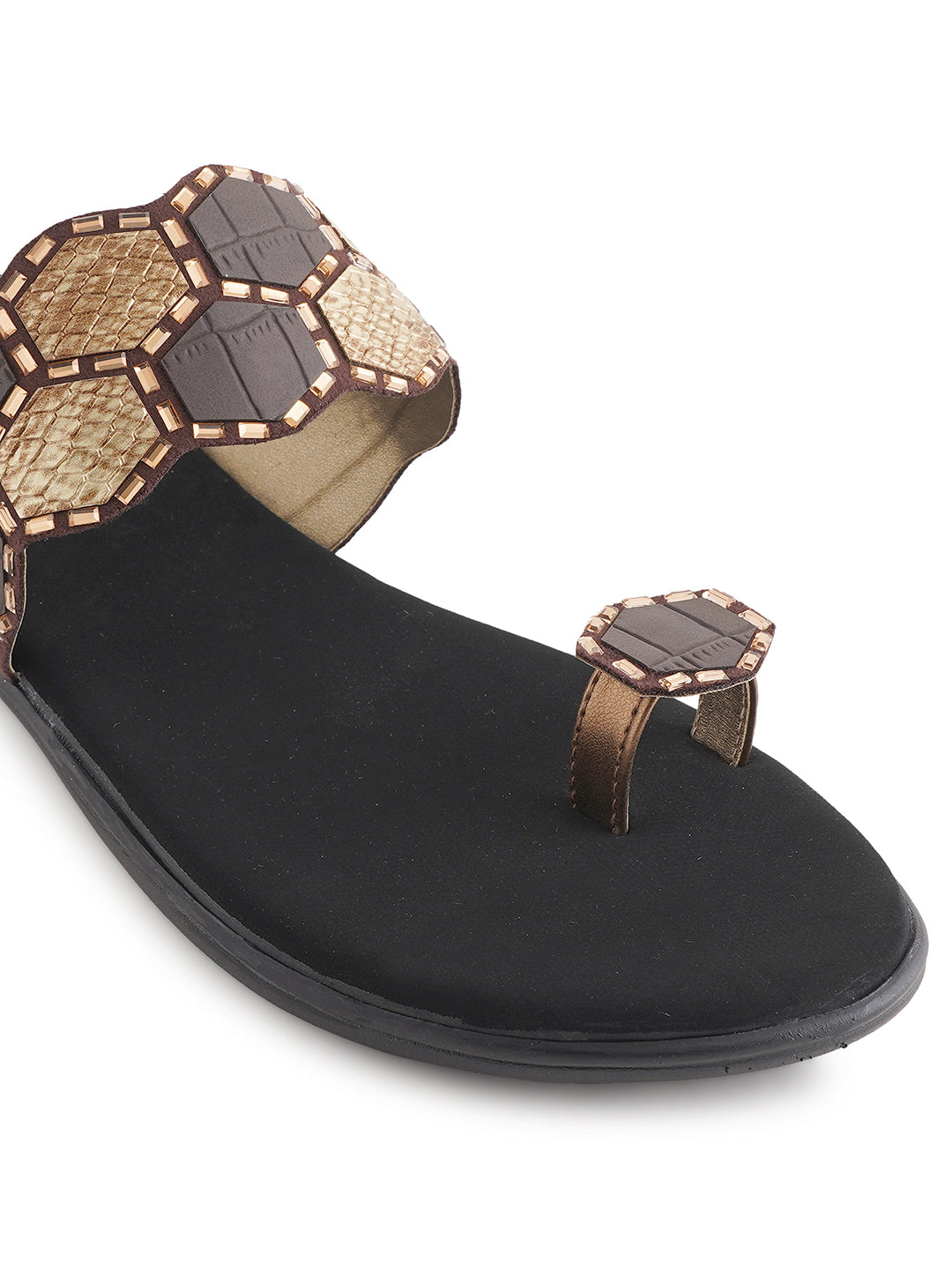 Style Shoes Copper Textured One Toe Flats For Women and Girls
