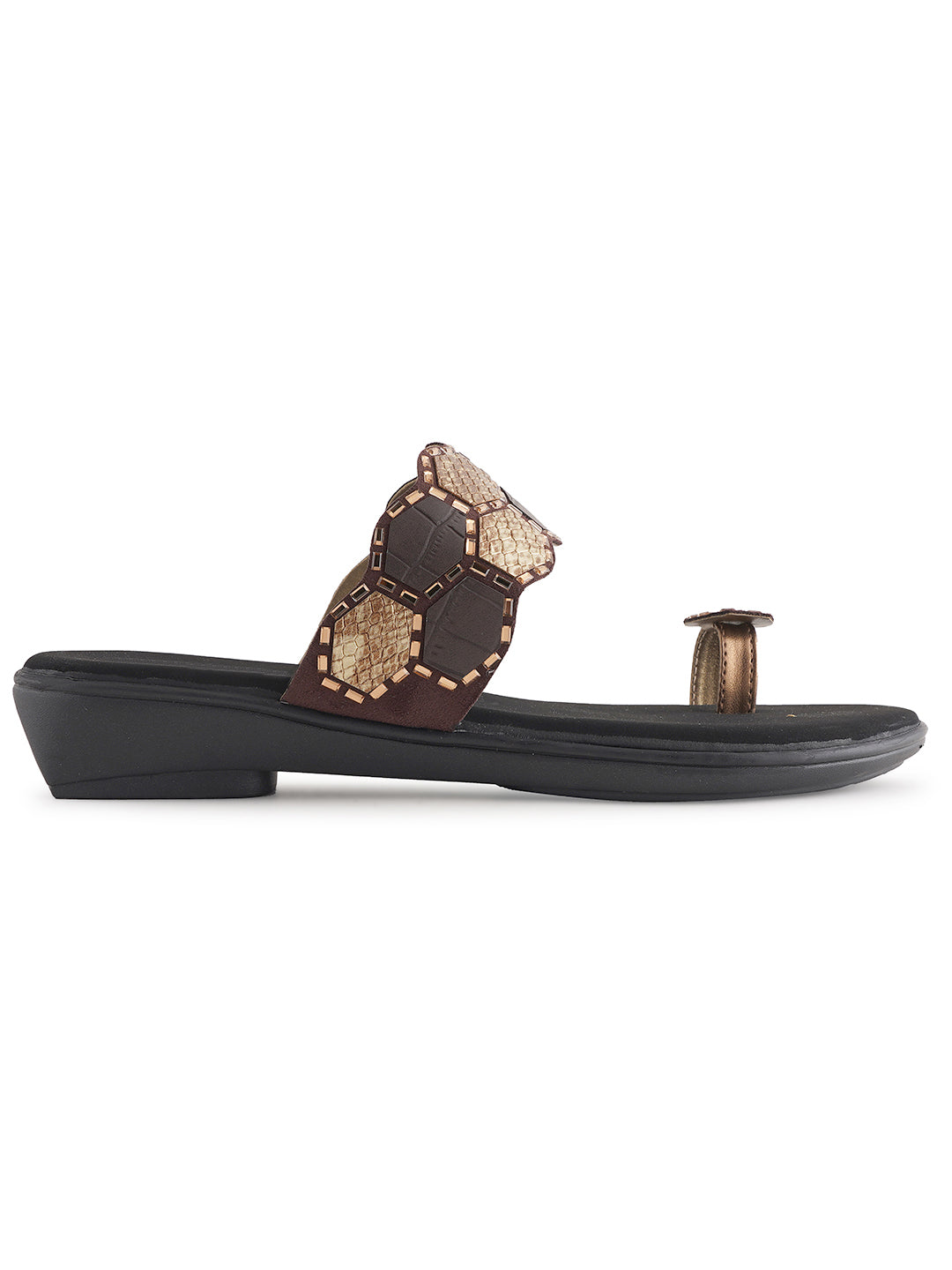 Style Shoes Copper Textured One Toe Flats For Women and Girls