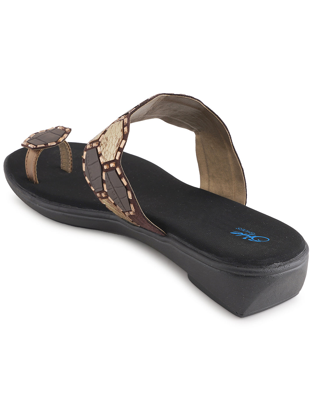 Style Shoes Copper Textured One Toe Flats For Women and Girls