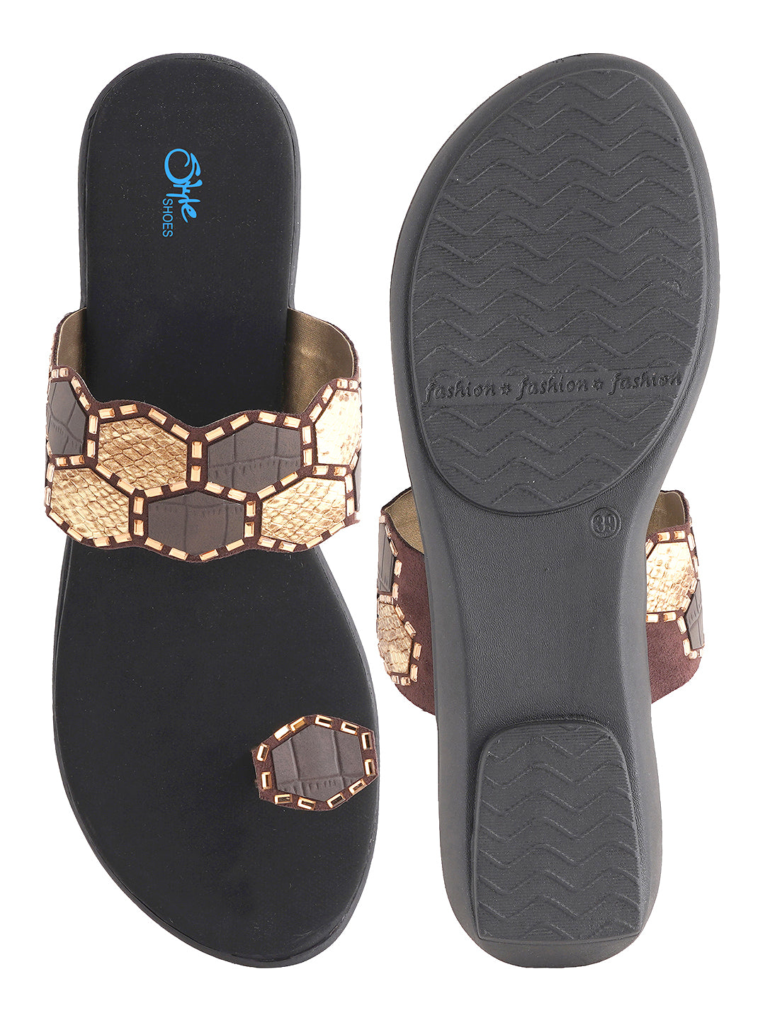 Style Shoes Copper Textured One Toe Flats For Women and Girls