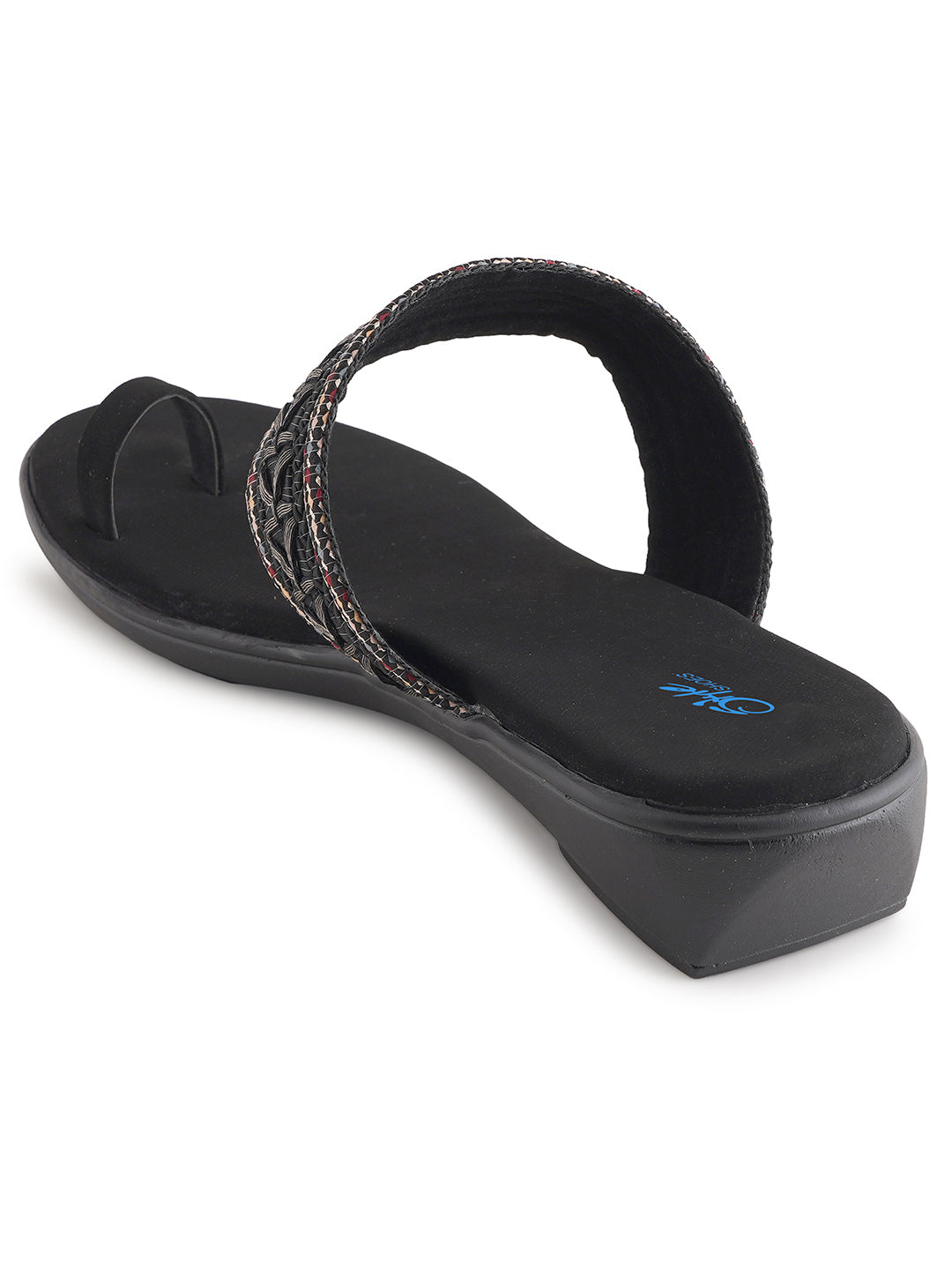 Style Shoes Black Embroidered One Toe Flats for Women & Girls