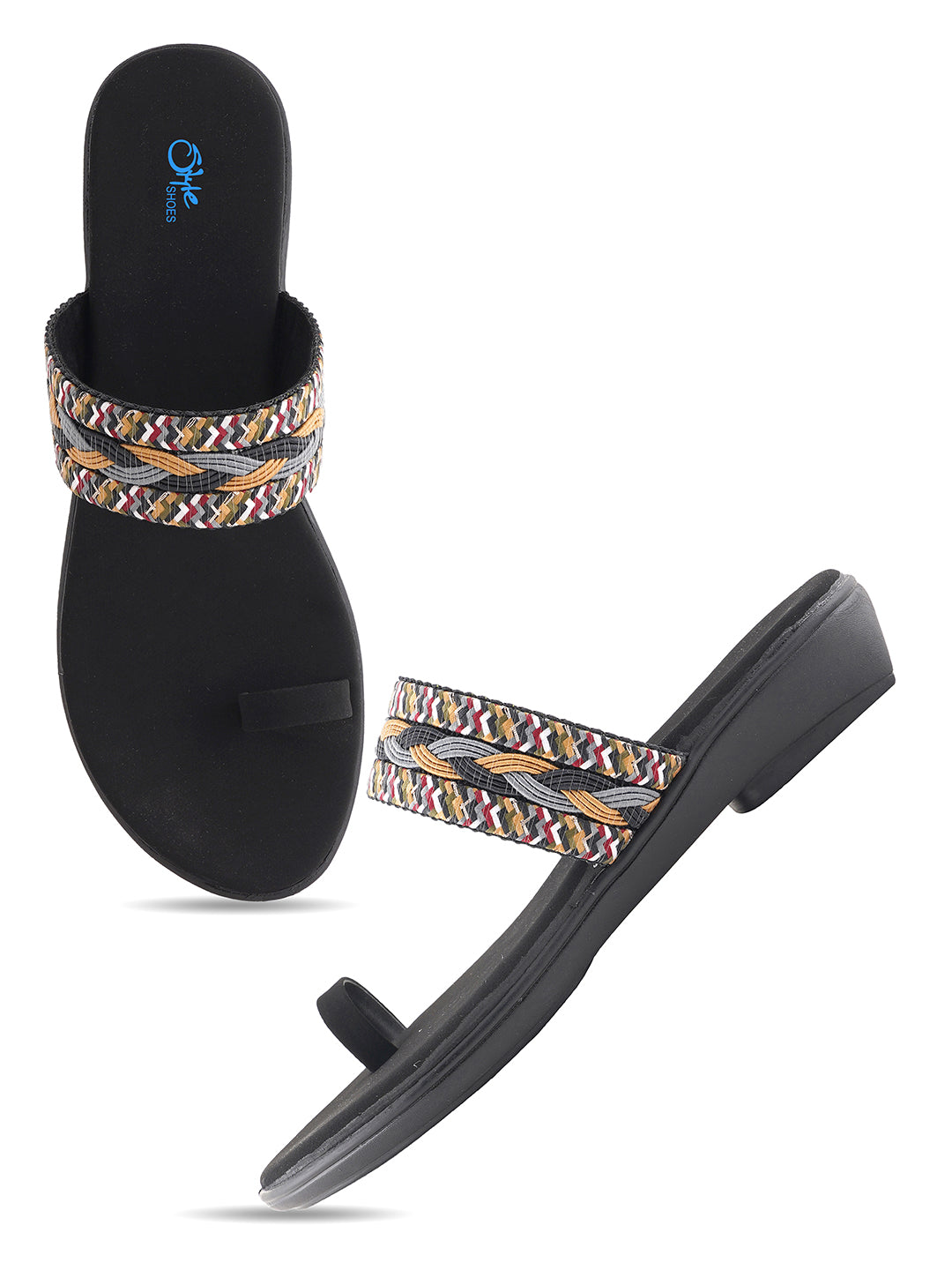 Style Shoes Multi-Color Embroidered One Toe Flats for Women & Girls