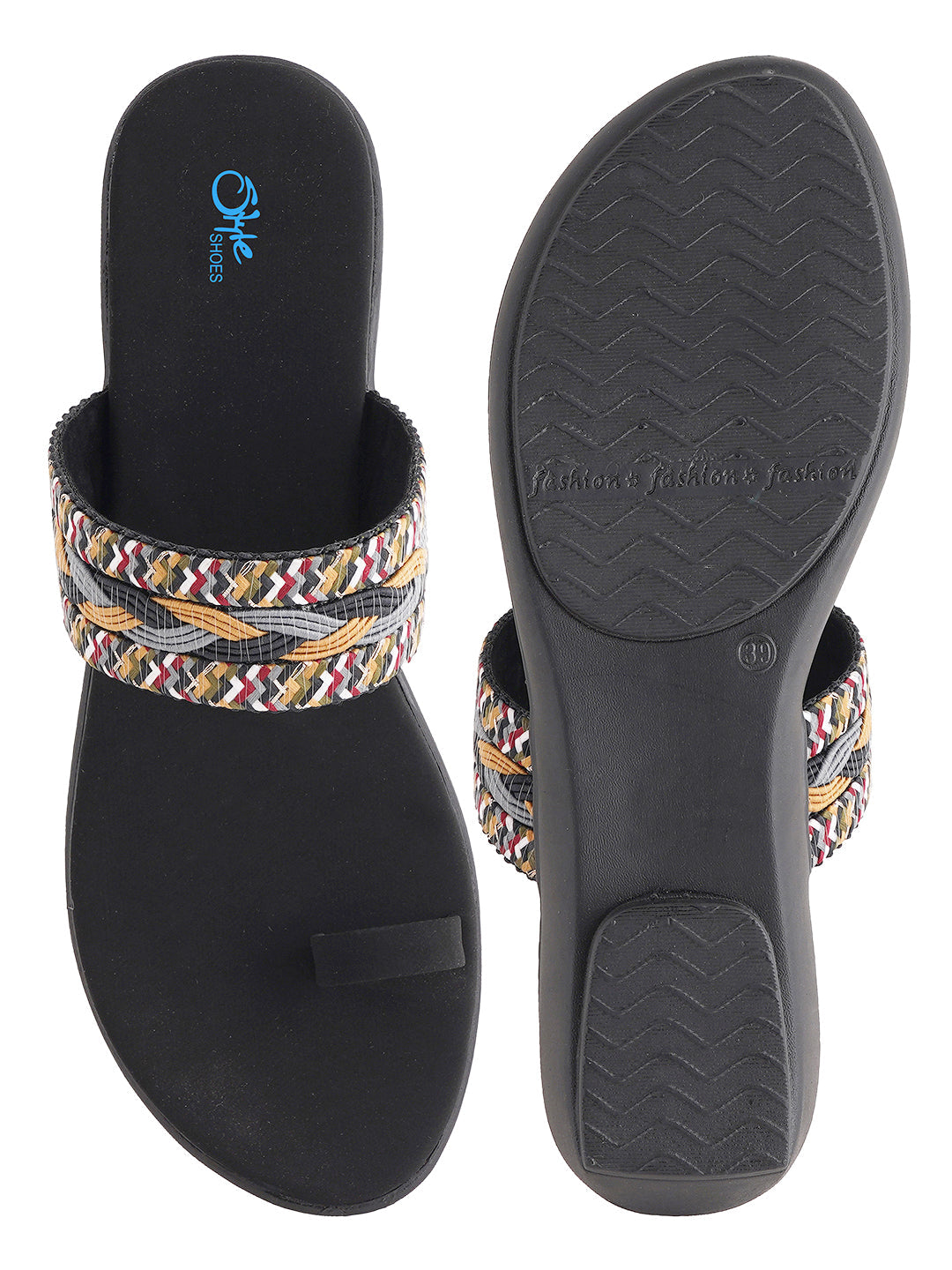 Style Shoes Multi-Color Embroidered One Toe Flats for Women & Girls