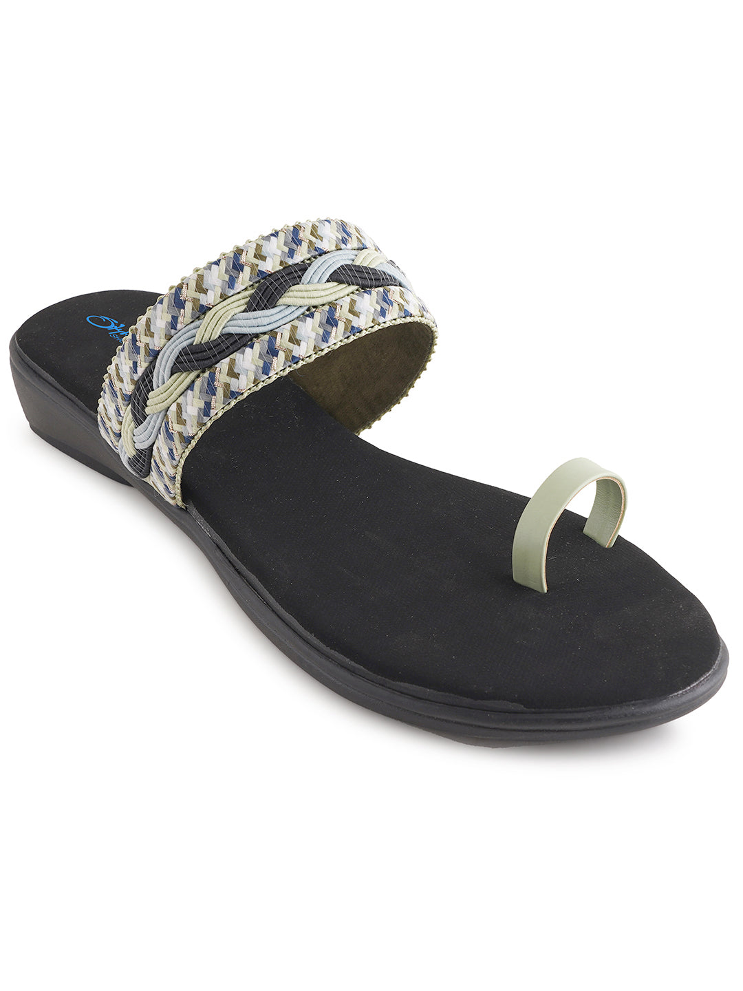 Style Shoes Green Embroidered One Toe Flats for Women & Girls