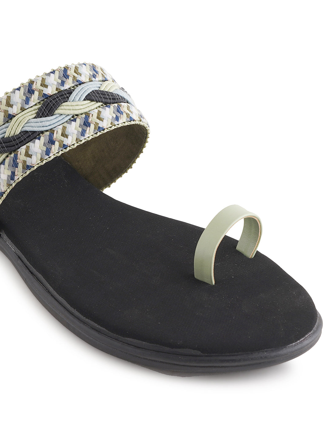 Style Shoes Green Embroidered One Toe Flats for Women & Girls