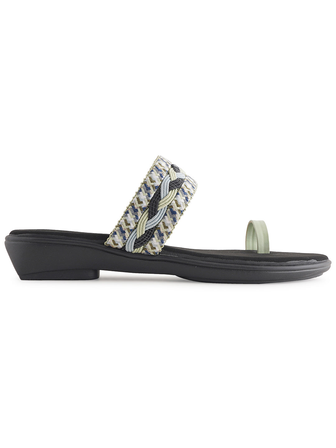 Style Shoes Green Embroidered One Toe Flats for Women & Girls