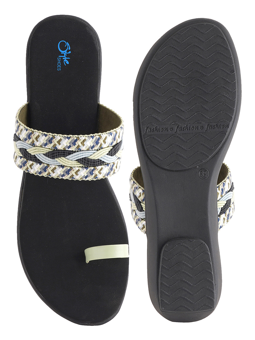 Style Shoes Green Embroidered One Toe Flats for Women & Girls