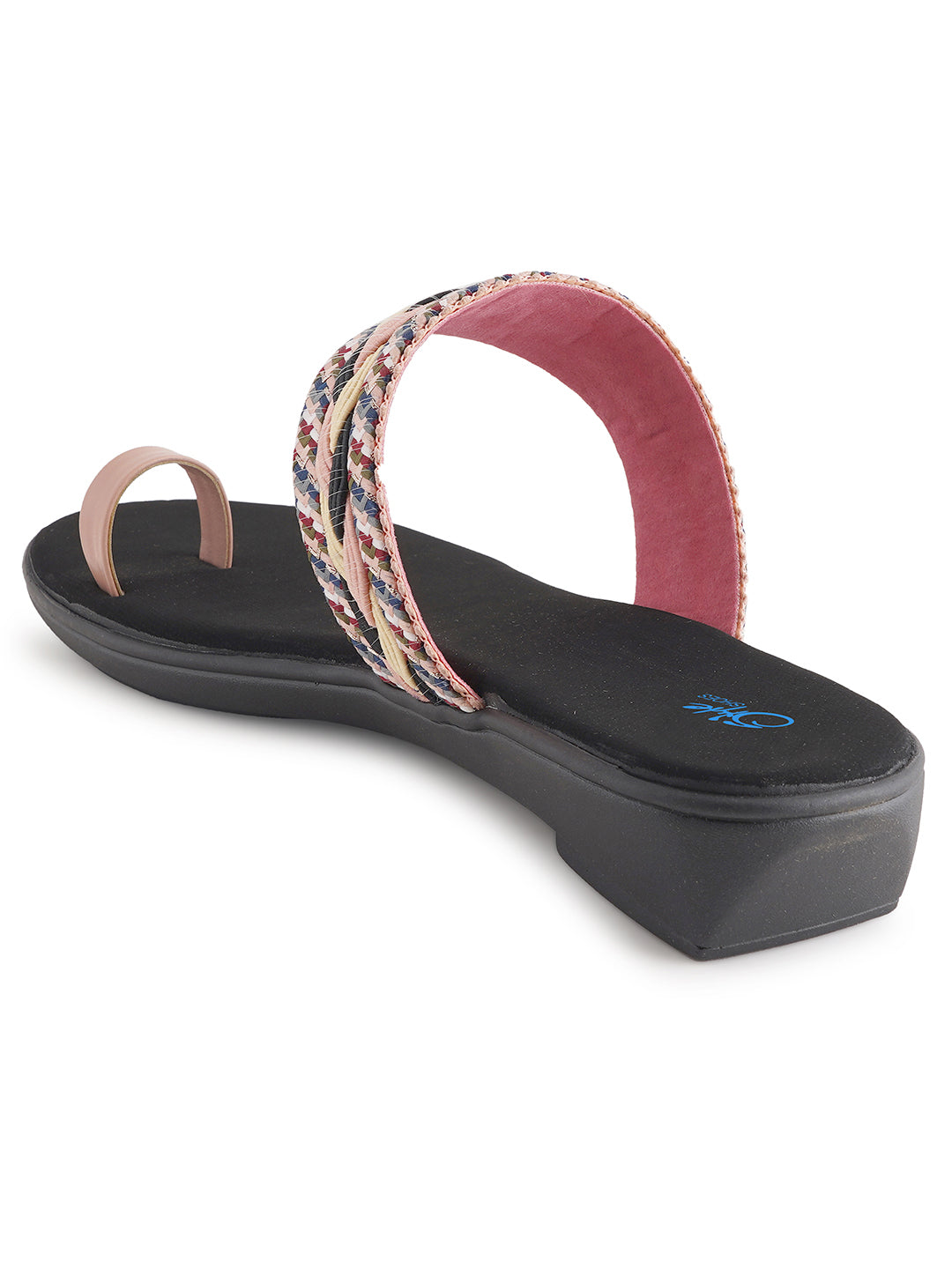 Style Shoes Peach Embroidered One Toe Flats for Women & Girls