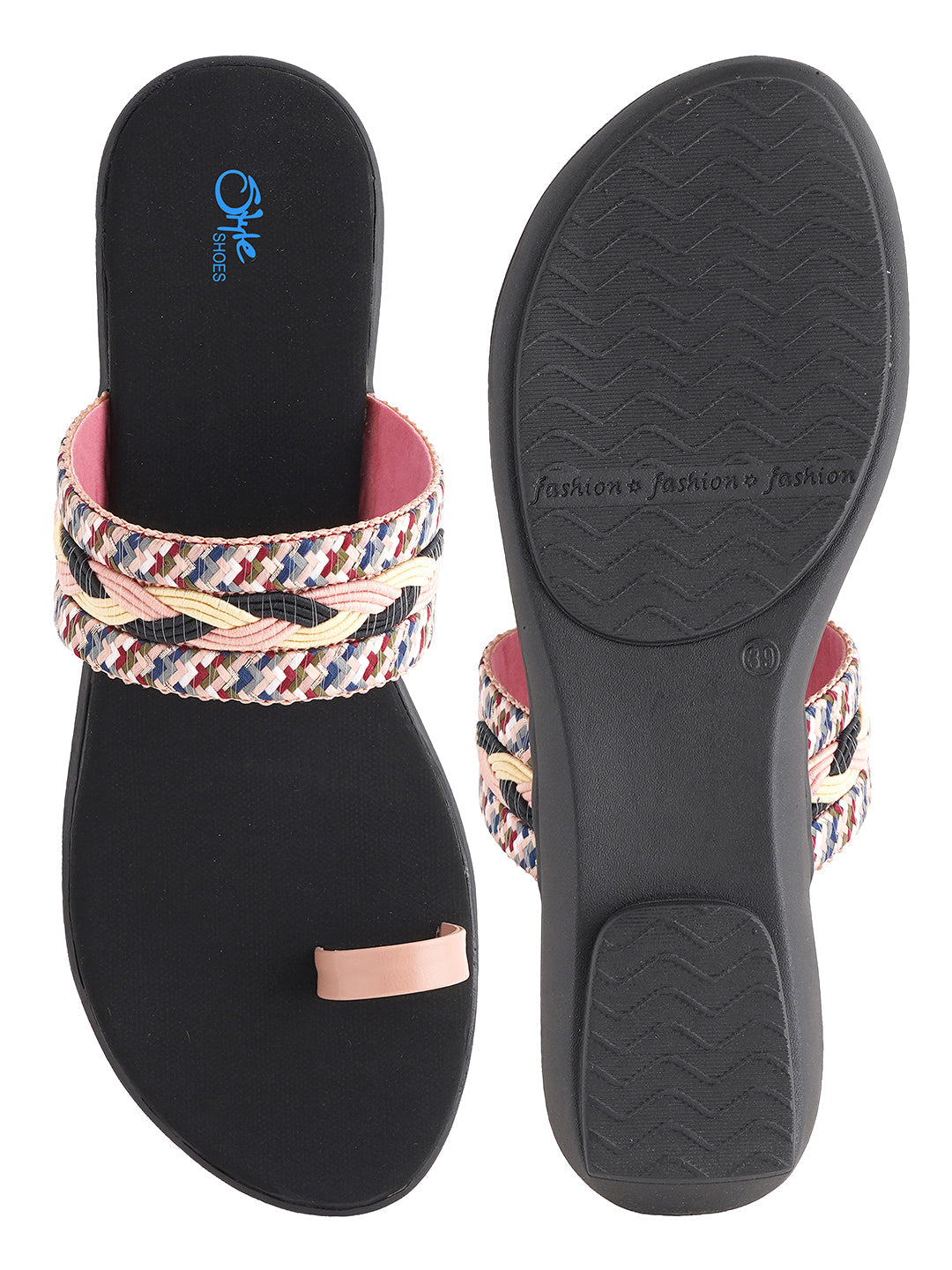 Style Shoes Peach Embroidered One Toe Flats for Women & Girls