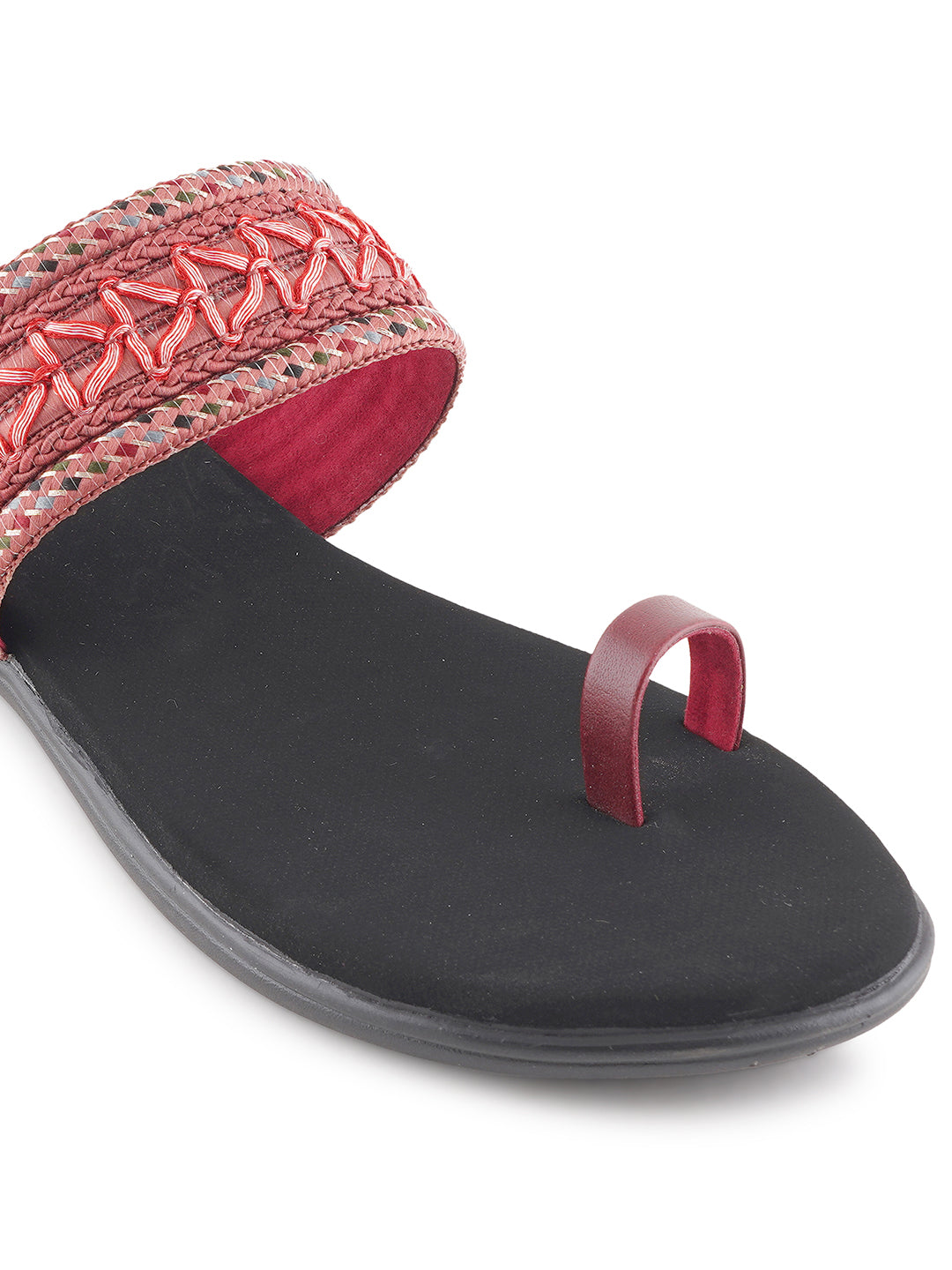 Style Shoes Cherry Embroidered One Toe Flats for Women & Girls