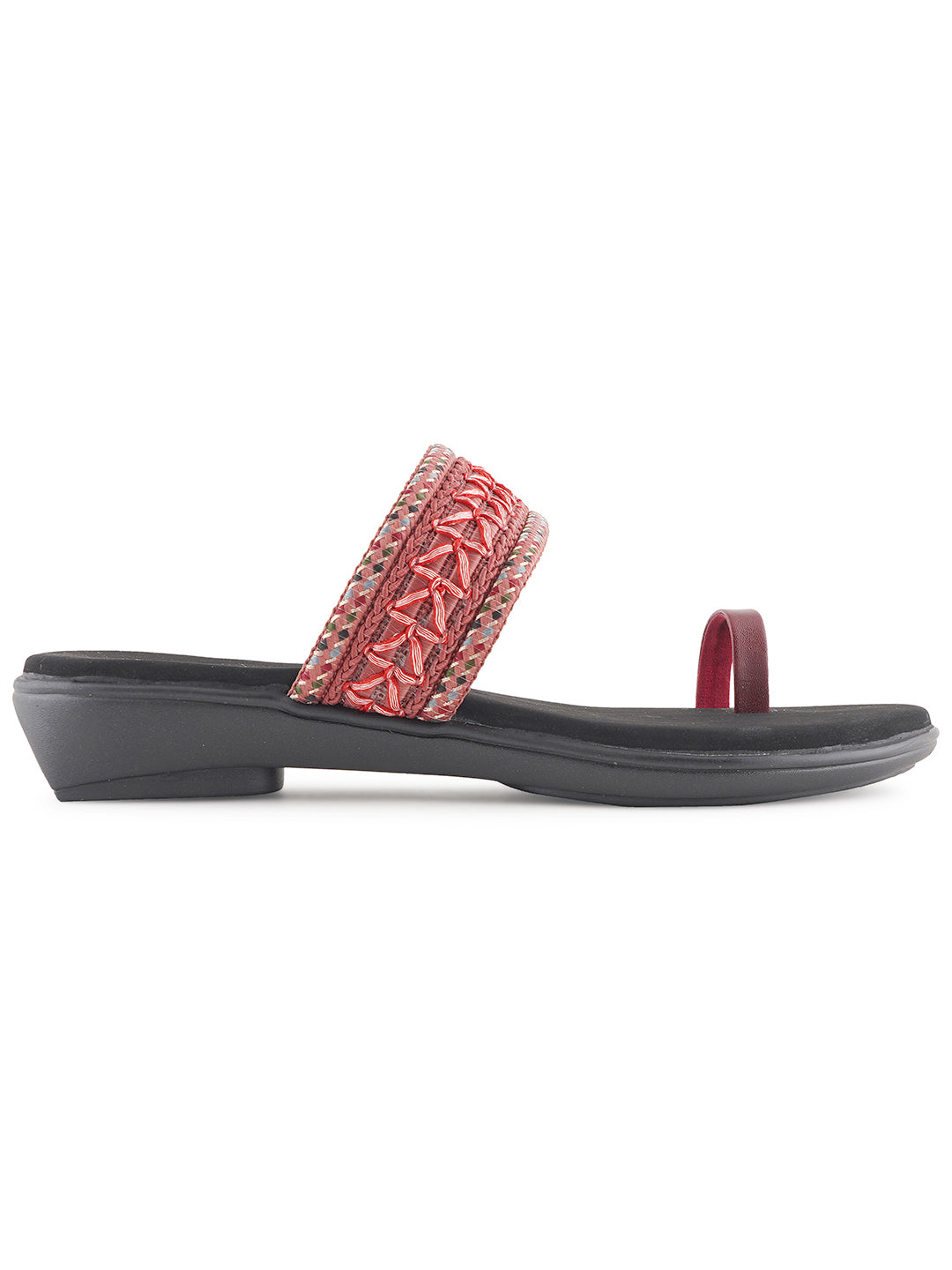 Style Shoes Cherry Embroidered One Toe Flats for Women & Girls