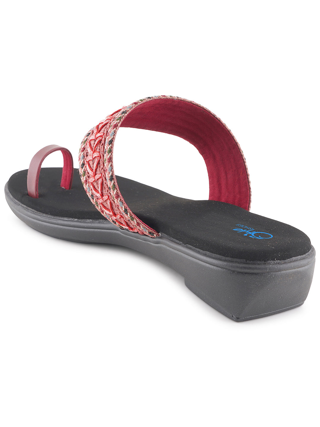 Style Shoes Cherry Embroidered One Toe Flats for Women & Girls