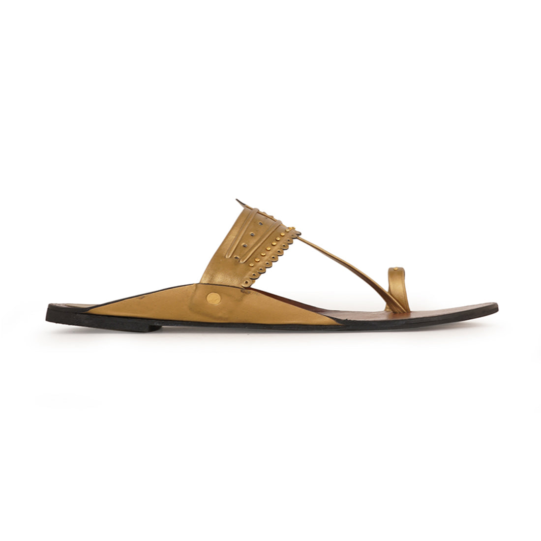 Style Shoes Golden Toe-Ring Kolhapuri Flat Sandal For Women & Girls
