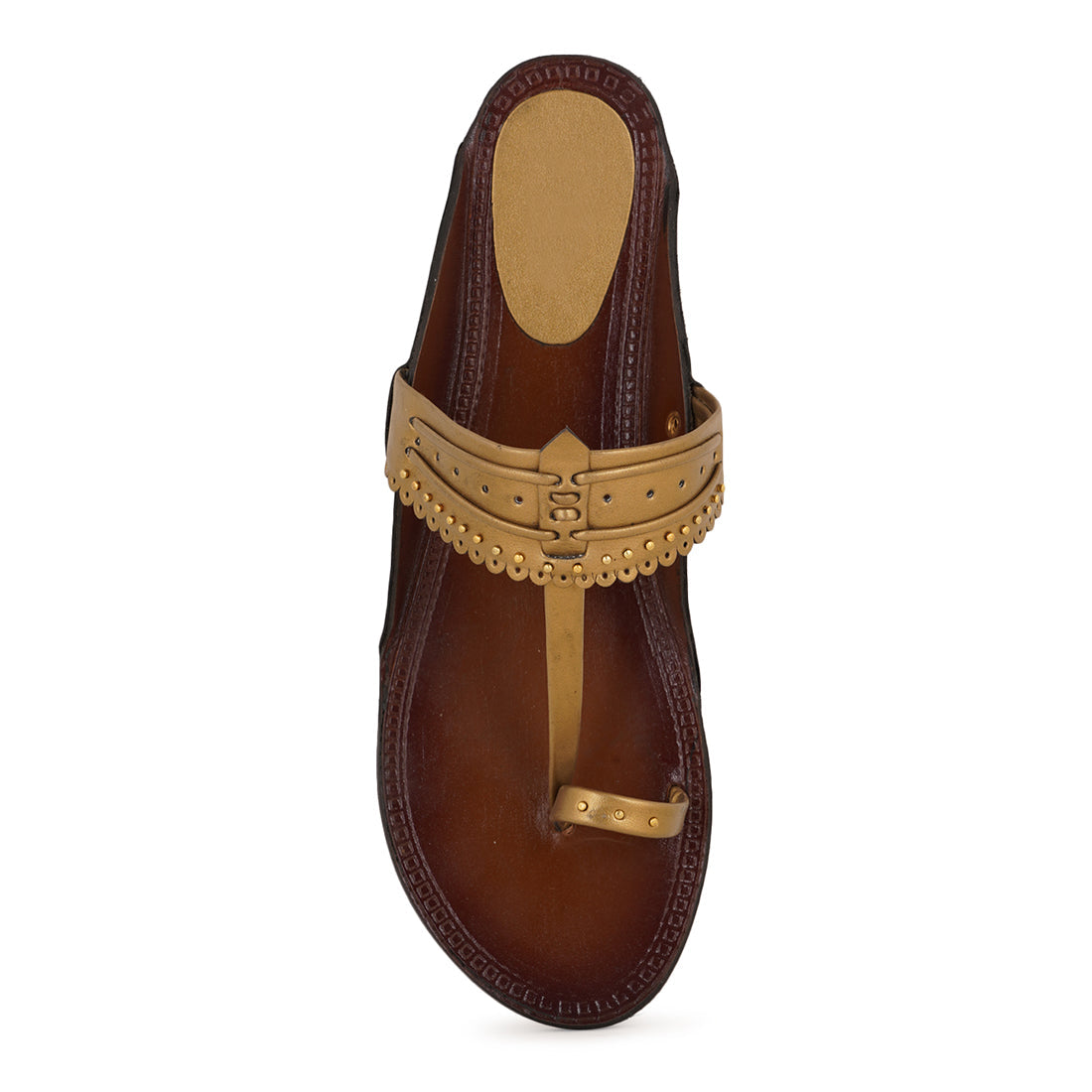 Style Shoes Golden Toe-Ring Kolhapuri Flat Sandal For Women & Girls