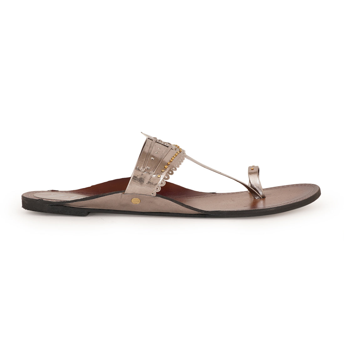 Style Shoes Grey Toe-Ring Kolhapuri Flat Sandal For Women & Girls