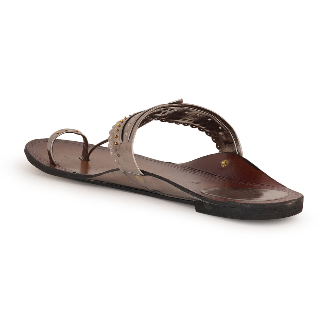 Style Shoes Grey Toe-Ring Kolhapuri Flat Sandal For Women & Girls
