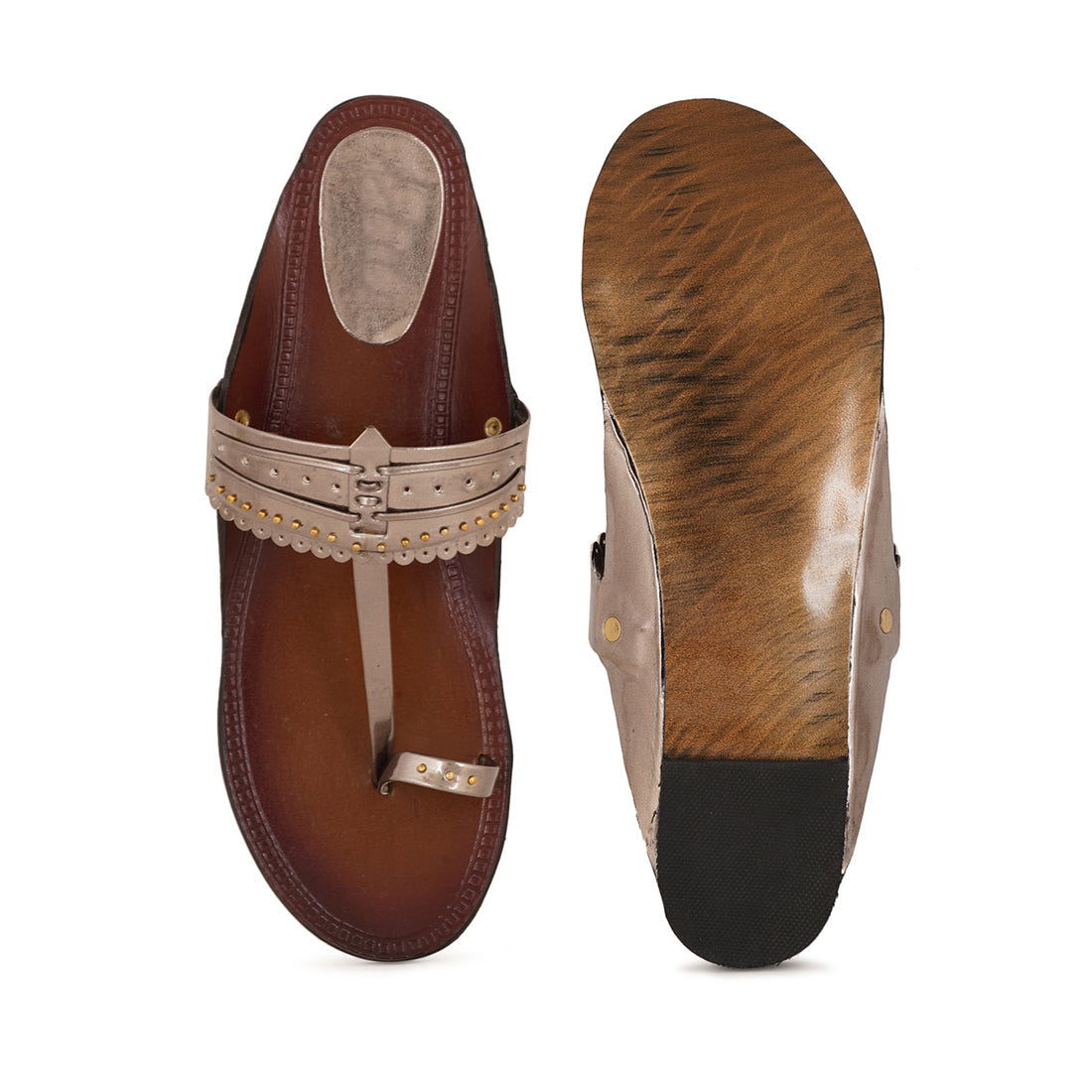 Style Shoes Grey Toe-Ring Kolhapuri Flat Sandal For Women & Girls