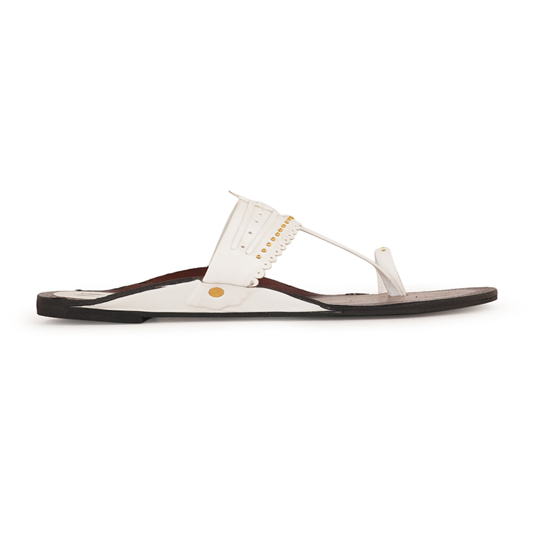 Style Shoes White Toe-Ring Kolhapuri Flat Sandal For Women & Girls