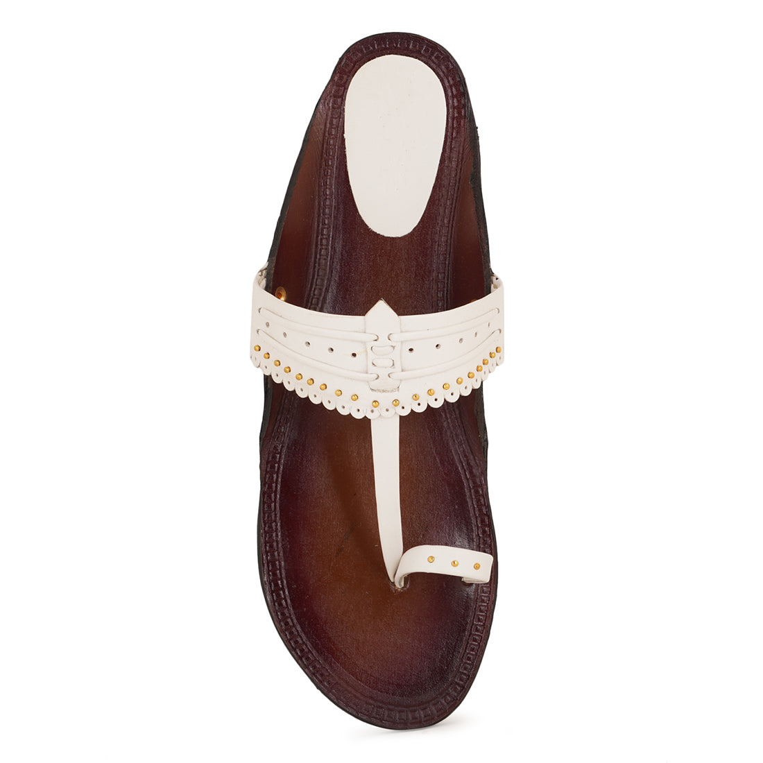 Style Shoes White Toe-Ring Kolhapuri Flat Sandal For Women & Girls