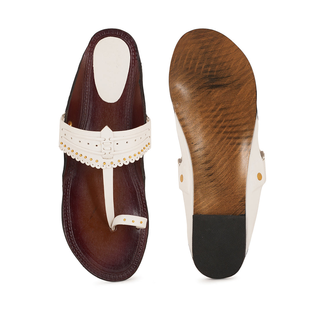 Style Shoes White Toe-Ring Kolhapuri Flat Sandal For Women & Girls