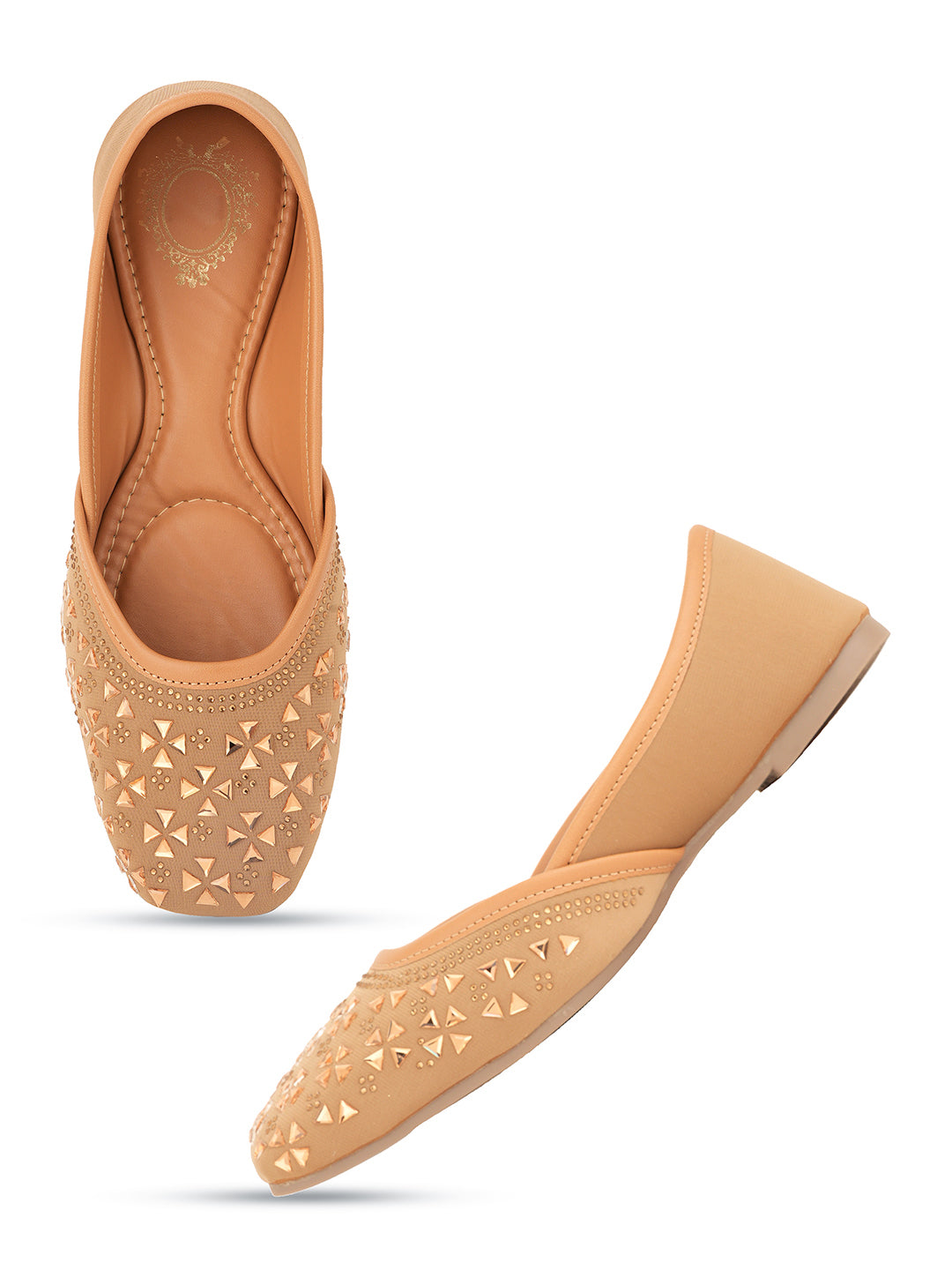 Style Shoes Designer Ethnic Embellished Square Toe Mojaris/Jutti For Women and Girls