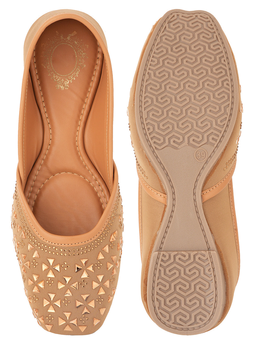 Style Shoes Designer Ethnic Embellished Square Toe Mojaris/Jutti For Women and Girls