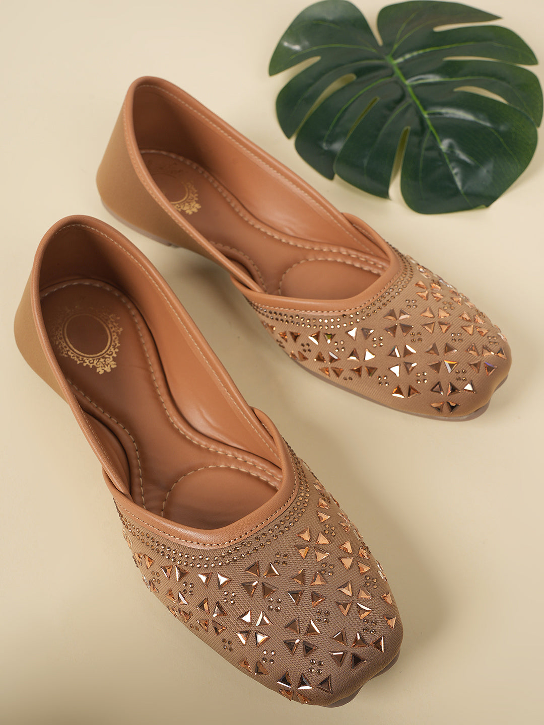 Style Shoes Designer Ethnic Embellished Square Toe Mojaris/Jutti For Women and Girls
