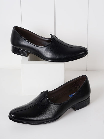 Men Black Textured Lightweight Comfort Insole Mojaris