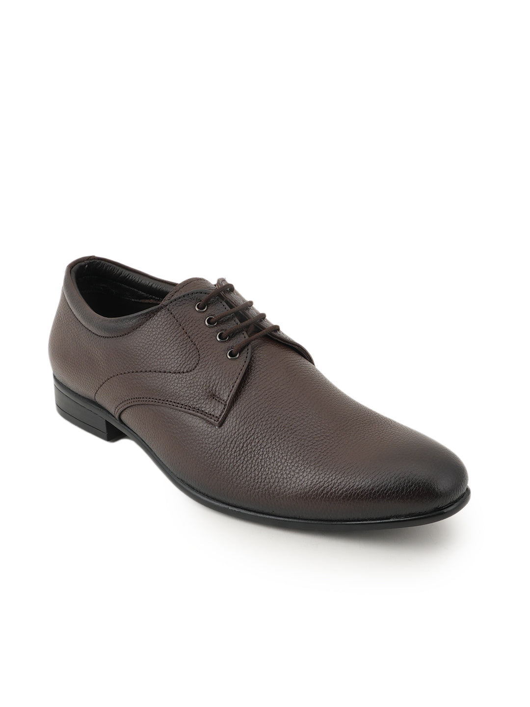 Brown Men Leather Formal Derby Shoes