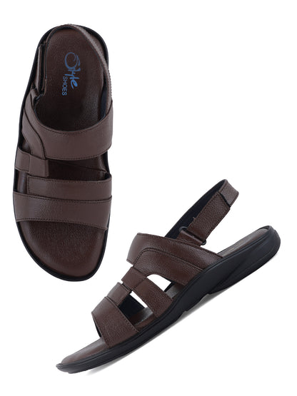 STYLE SHOES Brown Leather Sandals for Men