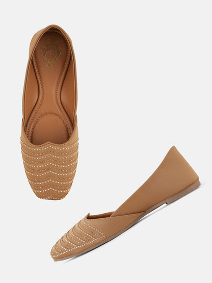 Style Shoes Designer Ethnic Embellished Square Toe Mojaris/Jutti For Women and Girls