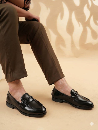 Men's Black Leather Casual Loafers