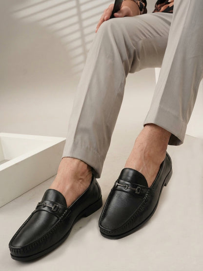 Men's Black Leather Casual Loafers