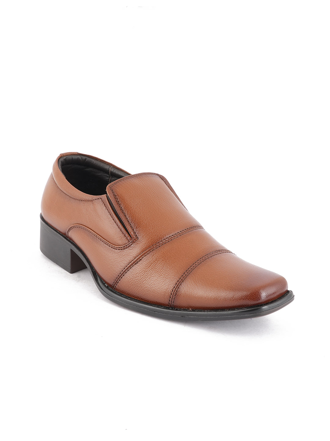 Tan Men Leather Formal Moccasin Shoes