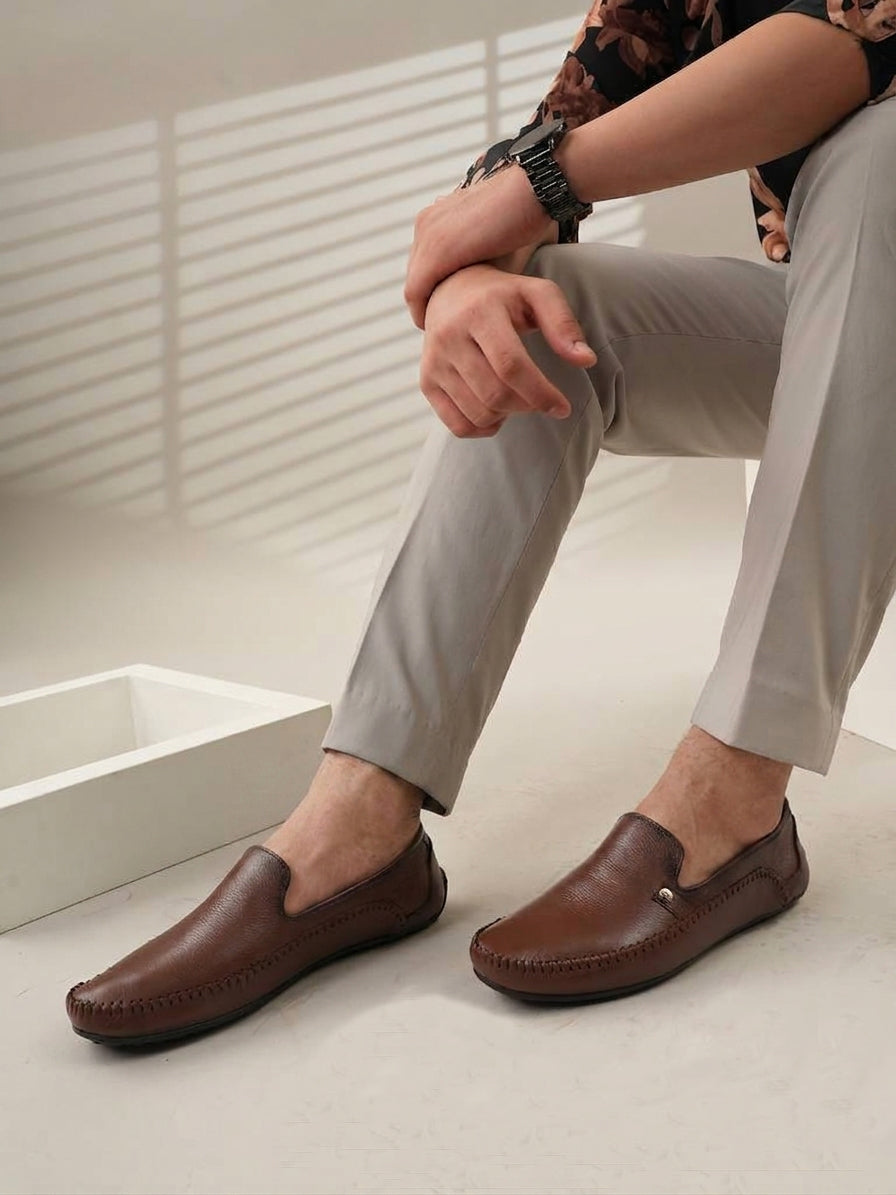 Men's Tan Leather Casual Loafers