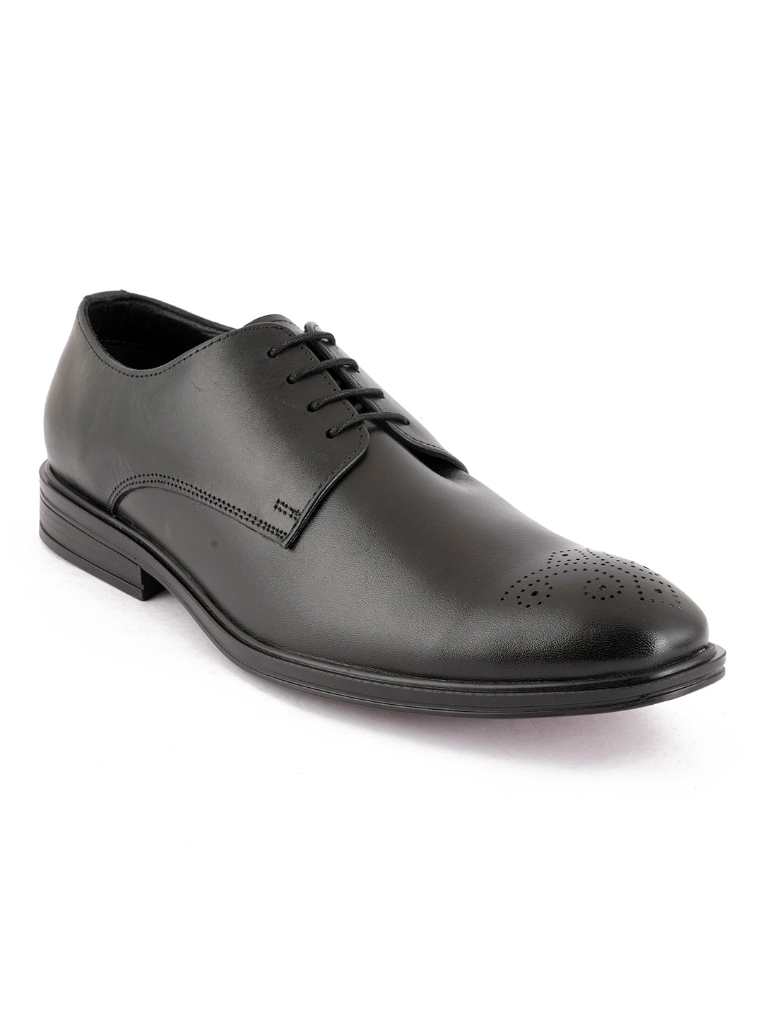 Black Men Leather Lace-Ups Formal Derby Shoes