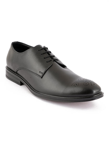 Black Men Leather Lace-Ups Formal Derby Shoes