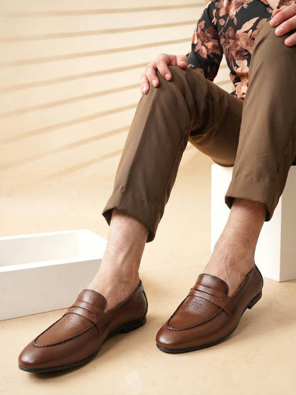 Men's Tan Leather Casual Loafers