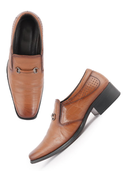 Tan Men Leather Formal Moccasin Shoes